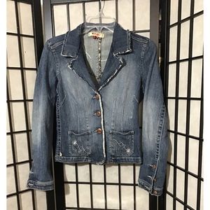 XOXO Distressed Ruby Denim Jacket